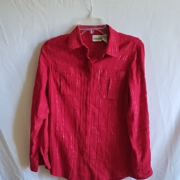 Chicos red button front top size 0 ( small) - Picture 1 of 5